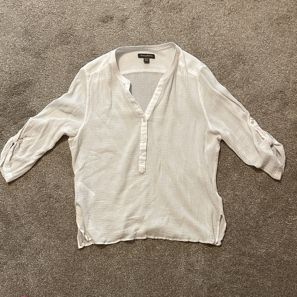 Tommy Bahama white cotton Button-Up Blouse